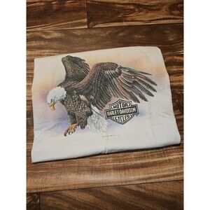 Vintage Rare Harley Davidson Holoubek Eagle 1991 Made In USA White T Shirt Sz L